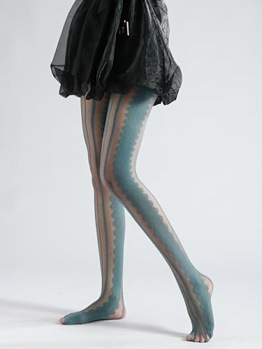 Image of Sahabowi Women Tights, Sheer High Waist Pantyhose, Vintage Control Top Stockings, Siwa7