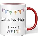 JUNIWORDS Tasse, Bester Elektronikverkäufer der Welt, Rot (5696846)