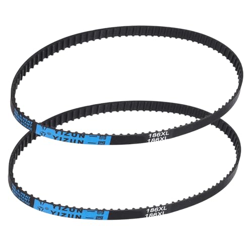 PATIKIL 2pcs 186XL Rubber Timing Belt 93 Teeth 10mm Width 5.08mm Pitch Synchronous Closed Loop Geared Drive Belt Black for Industrial