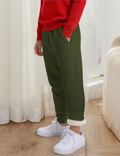 Gihuo Unisex Boys Girls Winter Warm Sherpa Lined Sweatpants Jogger4