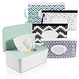 Feuchttücher Box mit 4 Pcs Baby-Feuchttücher-Tasche, Feuchtes Toilettenpapier Box Reisebehälter Taschen, Nachfüllbare Feuchttücherbox, Feuchttücher Box Baby für Zuhause und Büro - Grün