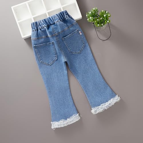 for Girls Kids Y2k Jeans Tassel Hem Drawstring Waistband Basic Jeans Back to School Girls Jeans Size 103