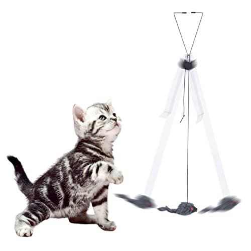 Nupaque Interaktives Katzenspielzeug - Mouse Hangings Cat - Interaktives Spielzeug Türbehänge zum Katzenfangen | Hängendes Katzenspielzeug mit elastischem Band für Übungen und Jagen – für Hauskatzen