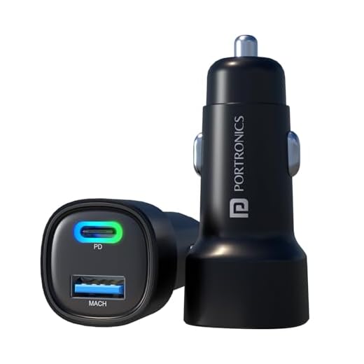 Portronics 80W Dual Output Fast Car Charger with Type-C PD & USB, LED Indicator, Charging Adapter Compatible with Cars for iPhone & Android Smartphone, Smartwatch, Earbud, Power Bank (Black)