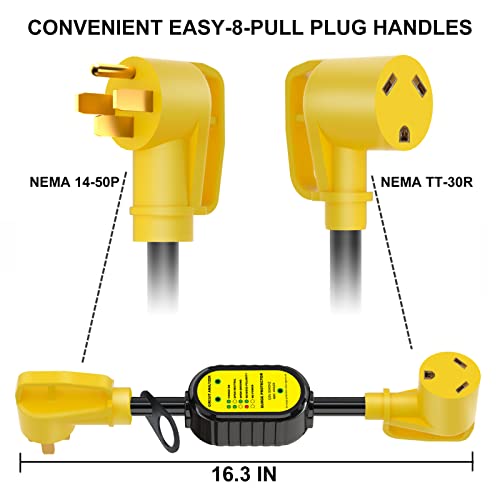 EyGde 50 Amp to 30 Amp RV Adapter, Patented 4200Joules Electrical Adapter with Surge Protector NEMA 14-50P Male to NEMA TT-30R, Circuit Analyzer Power Guard for Camper Travel Trailer by EyGde - Used condition - Image 2
