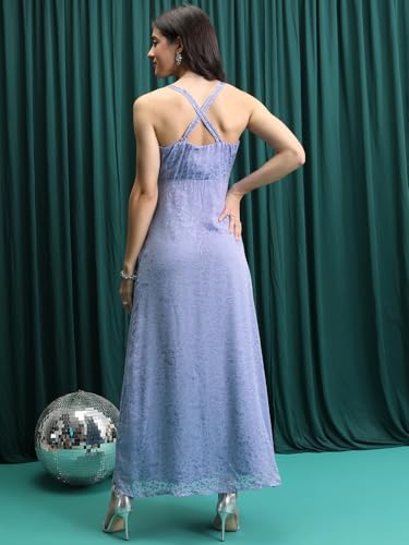 Image of Tokyo Talkies Women's Sleeveless V-Neck Self Design Dresses | Stylish Dresses | Party Dresses