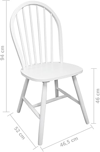 Miniatura 2 de 4-Piece White Solid Rubber Wood Dining Chairs Set with Rounded Backrests, Farmhouse Kitchen Chairs for Dining Room Living Room Comedor Furniture