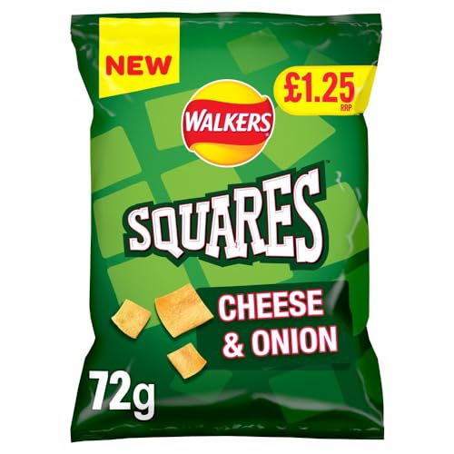 Generic - Generic Walkers Squares Cheese & Onion Snacks Crisp Bags 72g (Case Of 15)