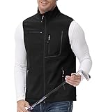 MoFiz Chaleco Trabajo Hombre Chaleco polar Chaqueta Ligera Chaleco con Cremallera Negro-81 L