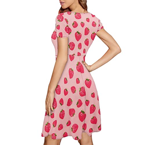 Irisjudy T Shirt Dress for Women Short Sleeve Girls Short Sleeve Dress Plus Size, O Neck Knee Length Midi Dress for Ladies3