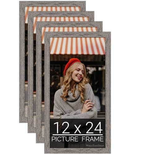 WallsThatSpeak 12x24 Set of 4 Gray Picture Frames, Wall Decor for Art