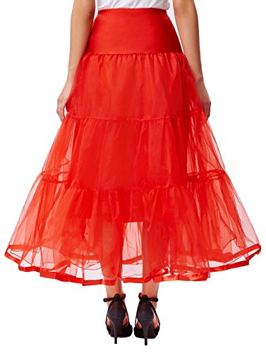 Grace Karin Puffy Long A-Line Red Petticoat Skirts For Christmas Party (1X,Red) #TOP5