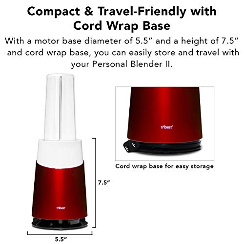 Tribest PB-420RD-A Personal Blender II Mason Jar Ready Basic Pack Blender, Red
