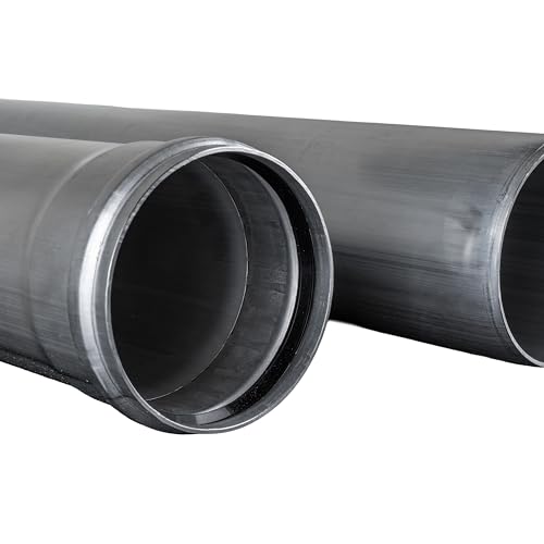 Hy- Power Pelletrohr- Verlängerung 1000 mm- 2 Stück- Aluminium- Silber- metallic- Entlüftungsfrei- Wartungsfrei- Für Pellets & Granulat- Freistehend einsetzbar-3