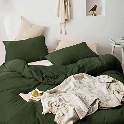 King Size Dark Olive Green Duvet Cover, 3Pc Soft Farmhouse Bedding Comforter Cover Set With Zipper Closure, 1 Lightweight Microfiber Duvet Cover (90X104 Inches) And 2 Pillow Shams For Women Men #TOP2
