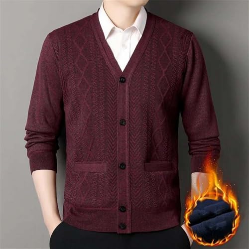 Men Button Down Knit Cardigan Sweater Casual Soft Warm Thick Long Sleeve Pockets Knitwear2