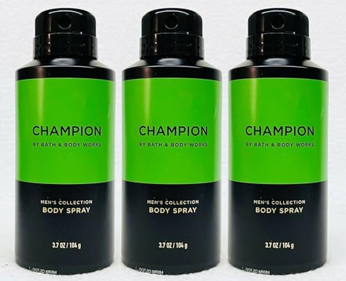 3 Men's Collection bath Body CHAMPION FOR MEN Deodorizing Body Spray Mist Perfume 3.7 oz