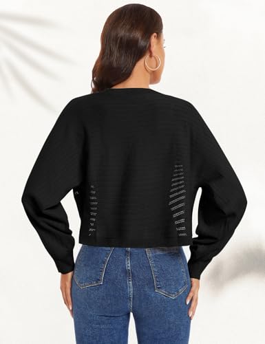 Women's Fall 2025 Cropped Cardigan Long Sleeve Sweaters Lightweight Knit Open Front Bolero Shrugs Fashion Outfits4
