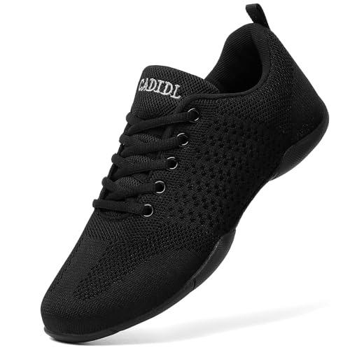 CADIDL Cheer Shoes Women White Cheerleading Dance Shoes, L852-black, 1 Little Kid