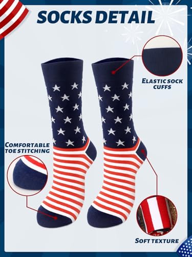 American Flag Socks 4 Pairs 4th of July Sock for Men 2 Styles Patriotic Socks for American Men4