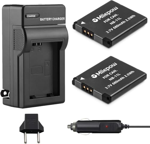 Mliepow NB-11L/NB-11LH Battery (2-Pack) and Charger kit Compatible with Canon PowerShot ELPH 190 is, ELPH 180, ELPH 110 HS, SX400 is, SX410 is, SX420 is, A2300 is, A2400 is, A2500, A3400 is Camera