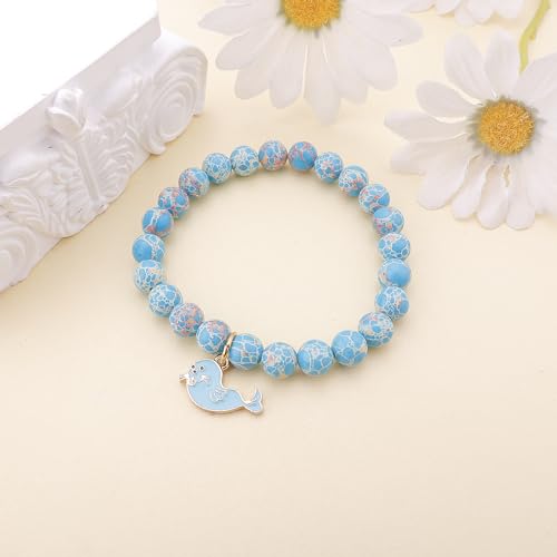 PARTNER Funny Harbor Seal Bracelets for Seal Lovers - Ocean Animal Themed Gifts for Women - Natural Stone Beaded Jewelry2