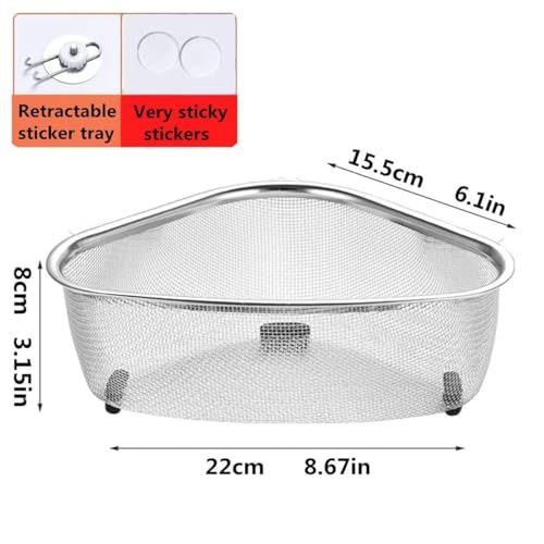 Image of Stainless Steel Dish Rack Drain Basket with Drip Tray & Spoon Holder Dish Drainer for Kitchen Drying Stand /Kuda /Plate Rack /Bartan Over Sink Counter Dish Rack Drain Basket Steel Tray Kitchen (Triangle)
