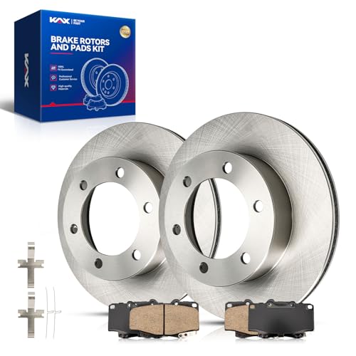 Image of KAX Front Brake Kit, OE Brake Rotors and Ceramic Brake Pads | Fits Toyota Tacoma 1999-2003, Toyota Tacoma 2004 3.4L, Toyota Tacoma 2004 2.4L, Toyota Tacoma 2004 2.7L, Automotive Replacement Brake Kit