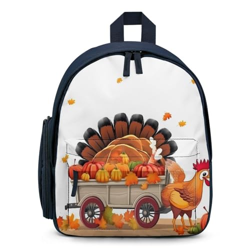Thanksgiving Turkey Backpack Small Book Bag with Side Pocket, Lightweight Durable Backpack, Travel Rucksack, Blue-style
