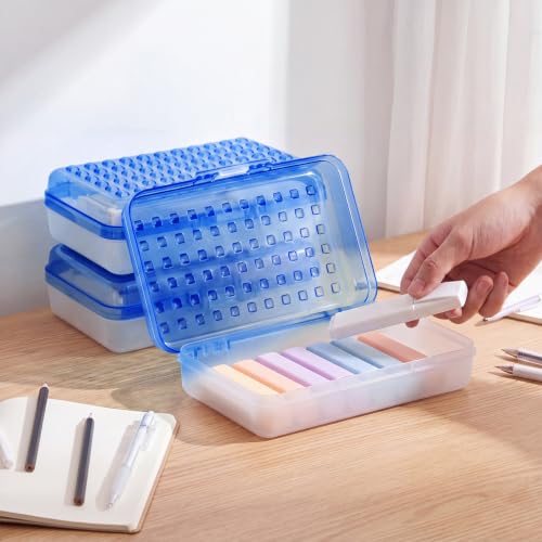 Image of Blulu 12 Pack Plastic Pencil Boxes Bulk Large Pencil Case,Dark Blue | 8.5 x 5.5 x 2.4in, with Snap Lid, Large Capacity Pencils Holder for Organize and Carry, Watercolor Pens Stationery for Office