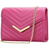 KKXIU Women Formal Vegan Leather Evening Envelope Clutch Purses and Handbags for Party Wedding Prom Bridal (A-Fuchsia)