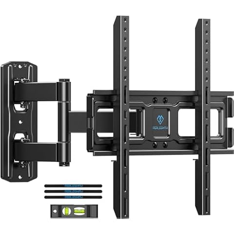 PERLESMITH TV Wall Mount for 26–55 inch TVs up to 70 lbs, Full Motion TV Mount Bracket with Swivel, Tilt, Level Adjustment, Corner TV Mount with Articulating Arm, Max VESA 400x400mm, PSMFK7 Cover