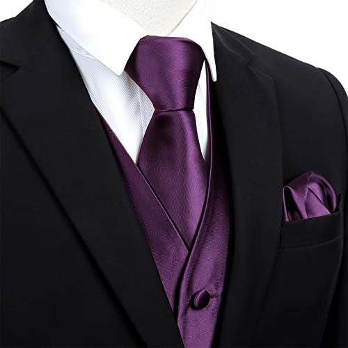 Image of Alizeal Mens Solid Satin Bow Tie Necktie Hanky Cufflinks Waistcoat Set | Elegant Pre-tied for Wedding and Garden Party