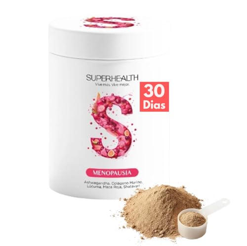 Menopausia SuperHealth (Para 30 dias) Suplemento Natural con Lúpulo, Salvia y Maca – Alivia Sofocos Menopausia y Sudores Nocturnos – Mejora el Sueño y la Energía – Sin Gluten, Vegano