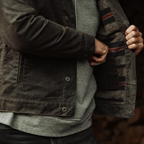 Image of Huckberry Flint and Tinder Men's Wool-Lined Waxed Trucker Jacket, Built for Layering