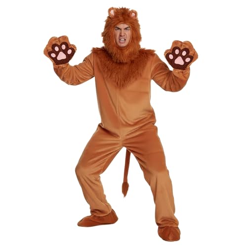 Morph Lion Costume Adult, Adult Lion Costume, Animal Costumes For Men, Safari Animal Halloween Outfit for Men, X-Large