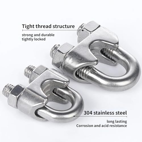 8 peças clipes de corda de fio M5 braçadeira de cabo de aço inoxidável U parafuso selim prendedor pa