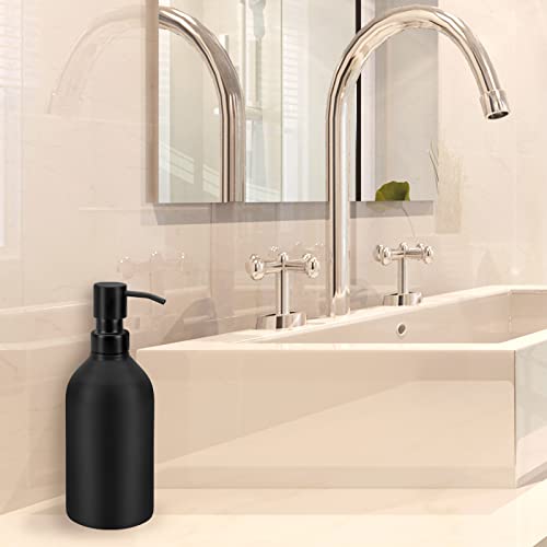 Soap Dispenser, Matte Black With Funnel And Non-Slip Coaster 304 Stainless Steel Metal Pump Hand Sanitizer Bottle For Bathroom And Kitchen (17.7Oz/500Ml) #TOP5