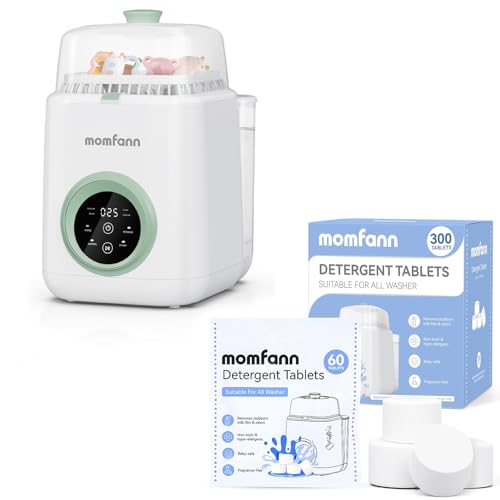 MOMFANN Baby Bottle Washer + 300 Deep Cleaning Detergent, 19 Min Rapid Wash, Sterilizer and Dryer, All-in-One Cleaner, Bottles,Pump Parts & Baby Essentials