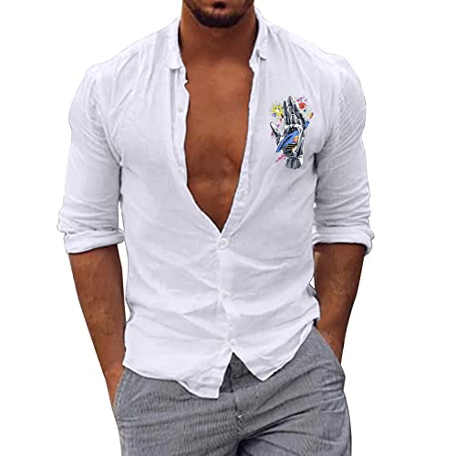 Chemises pour homme manches longues en coton militaire avec poche 4XL