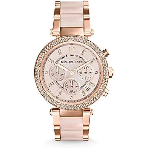 Michael Kors Parker Women's Stainless Steel and Pavé Crystal Watch with Steel, Leather, or Silicone Band
