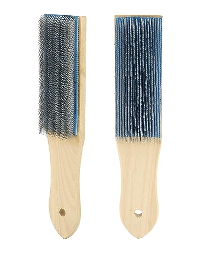 QWORK File Cleaner Carded, 2 Pack, 8" Universal File Card and Brush, Blue