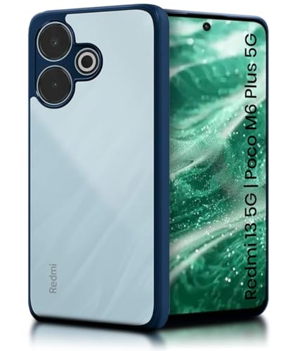 Image of WOW IMAGINE Shockproof Hybrid Back Cover for Mi Redmi 13 5G | Poco M6 Plus 5G | Hard Slim fit Back Case | PC & TPU | Clear Transparent Case - Blue