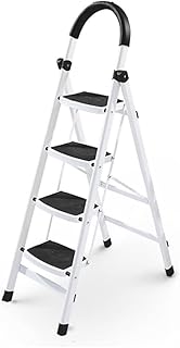 Ladder Step Ladders 4 Step Ladder U-Shaped Folding Step Stool with Long Handrails and Wide Pedal Home and Kitchen Stepladders 330lbs Capacity Portable Step Stool