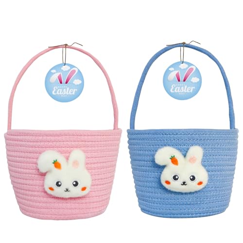Easter Basket, Easter Baskets for kids Personalized Easter Basket for Boys and Girls Set of 2 Empty Bunny Egg, Boys, Girls, Toddler, Babies, Infant Easter gifts basket