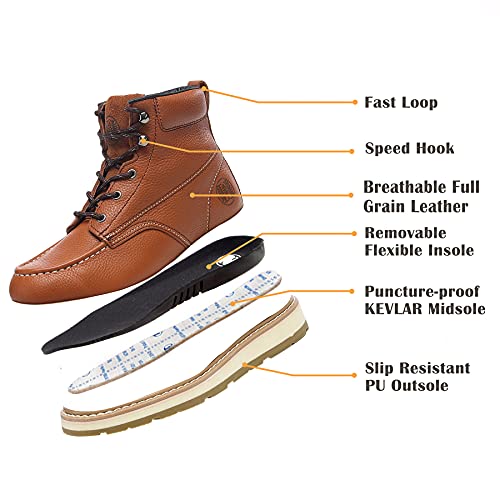 Image of Mens Work Boots Composite Toe Soft Toe Waterproof Slip Resistant Puncture-proof Moc Toe Construction Work Boots