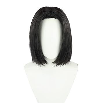Straight Black 40cm Wig Lifelike Daily Synthetic Hair Full Head Cover Daily Cute Anime Halloween Carnival Comic Exhibition Cosplay Hair Natural COS Ombre Wigs with Bangs