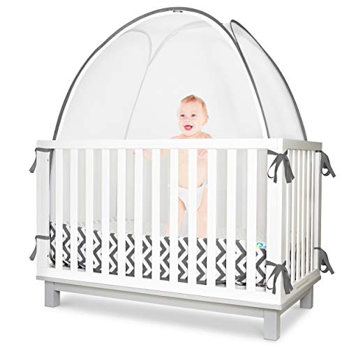 KinderSenseÂ® - Baby Safety Crib Tent - Premium Toddler Crib Topper to Keep Baby from Climbing Out - See Through Mesh Crib Net - Mosquito Net - Pop-Up Crib Tent Canopy to Keep Infant in