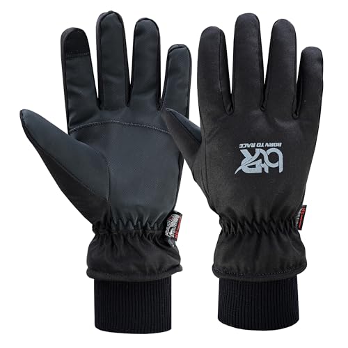 BTR BORN TO RACE Luvas de inverno impermeáveis para homens e mulheres, tela sensível ao toque, à pro