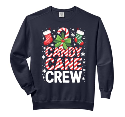 Candy Cane Crew Shirt Adult Men Women Kids Christmas Pajamas Comfort Colors Adult Sweatshirt